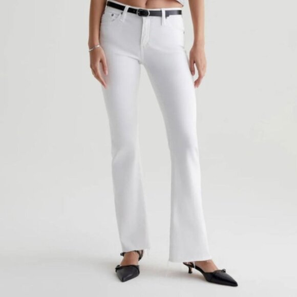 AG Adriano Goldschmied Angel bootcut flared denim jeans white low rise women 32 - Picture 1 of 6